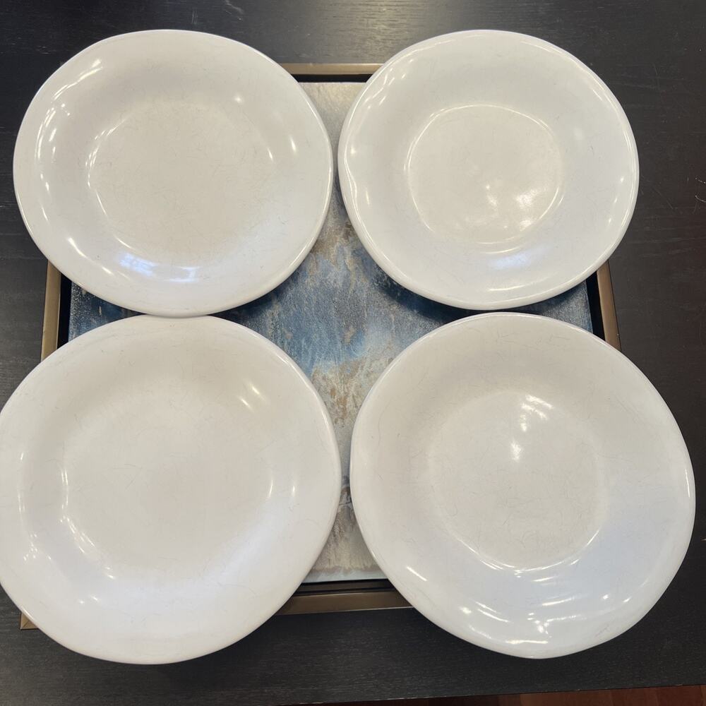 Vietri Organic Shape Stoneware 10.75” (4) Dinner Plates Made in Italy GOOD